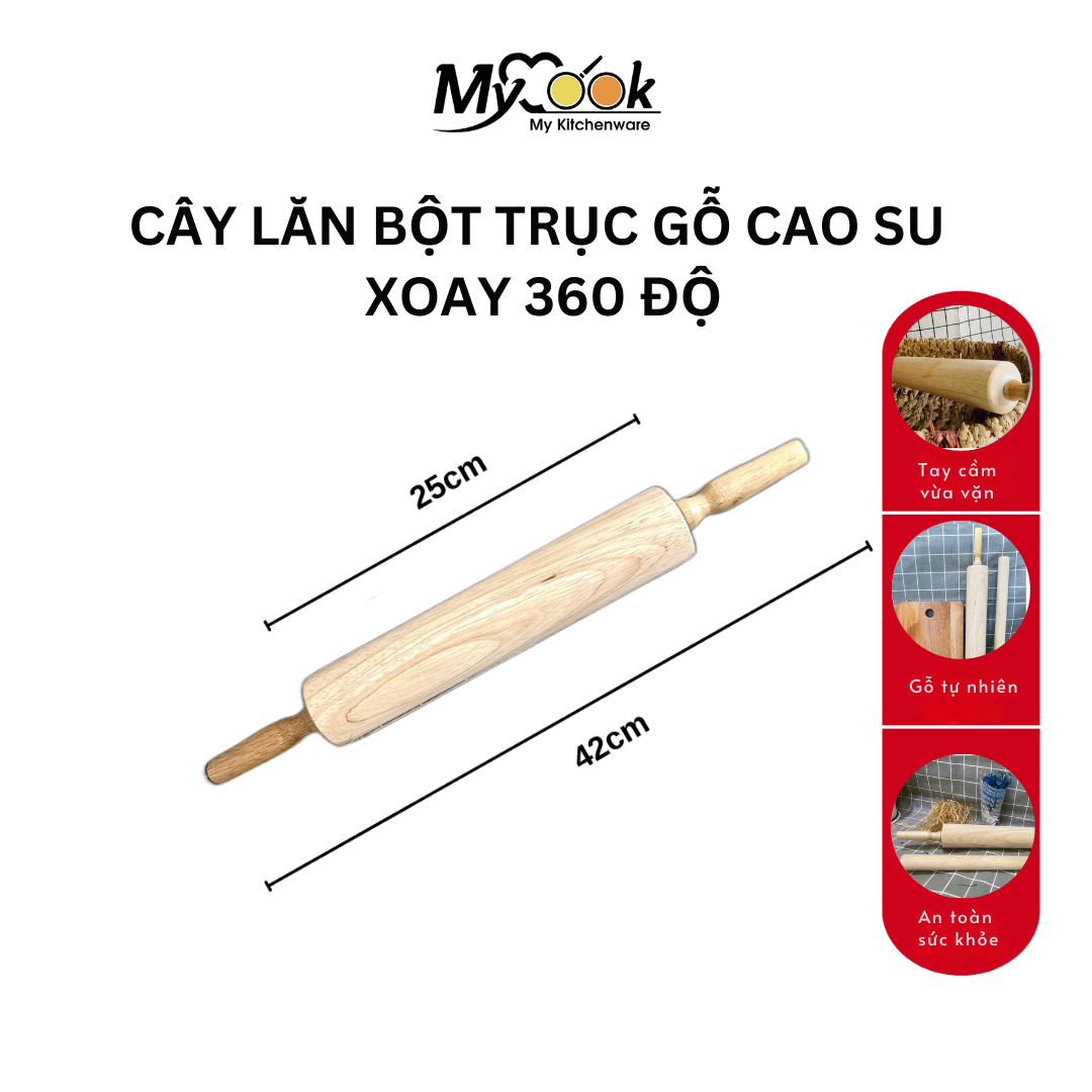 Cây lăn bột gỗ trục xoáy 360 độ MyCook